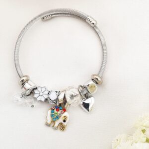 Pulsera Plateada con Charms Elephant
