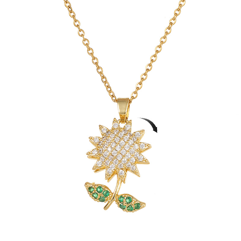 Collar Giratorio Girasol con Hojas Verdes - Imagen 3
